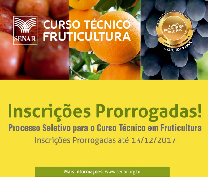 Inscrições para o processo seletivo do Centro de Excelência em Fruticultura do Senar em Juazeiro se encerram hoje,13