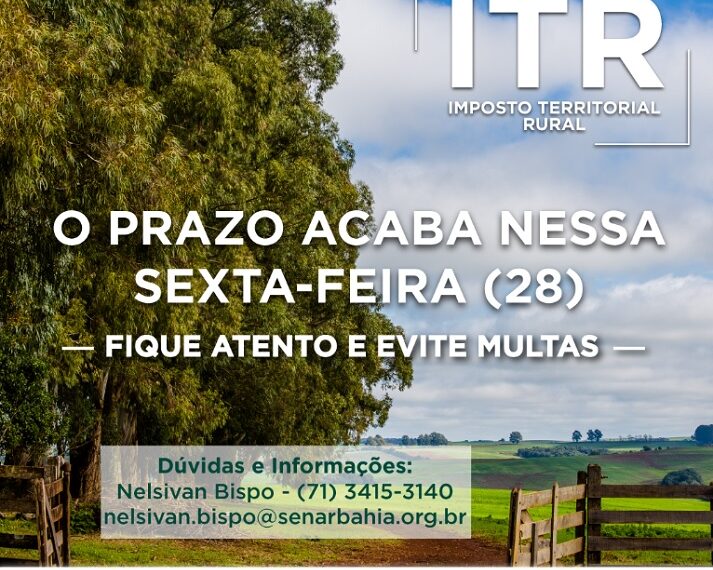 Prazo de entrega do ITR termina na sexta-feira
