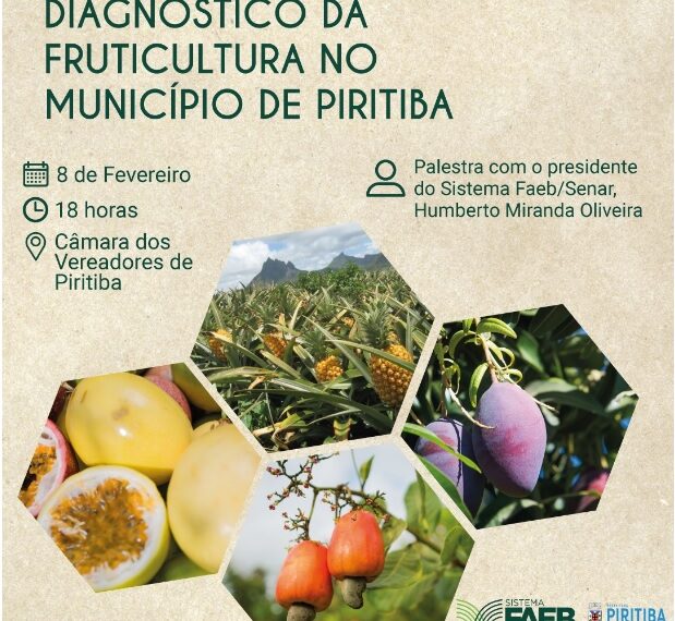 Presidente do Sistema FAEB/SENAR realizará palestra sobre fruticultura em Piritiba