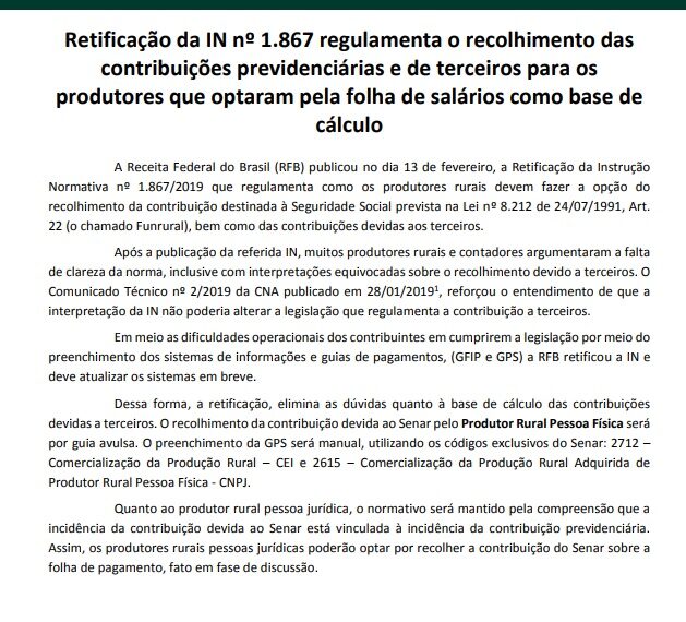 Retificação da IN nº 1.867 pela Receita Federal traz clareza aos contribuintes para o recolhimento das contribuições previdenciárias