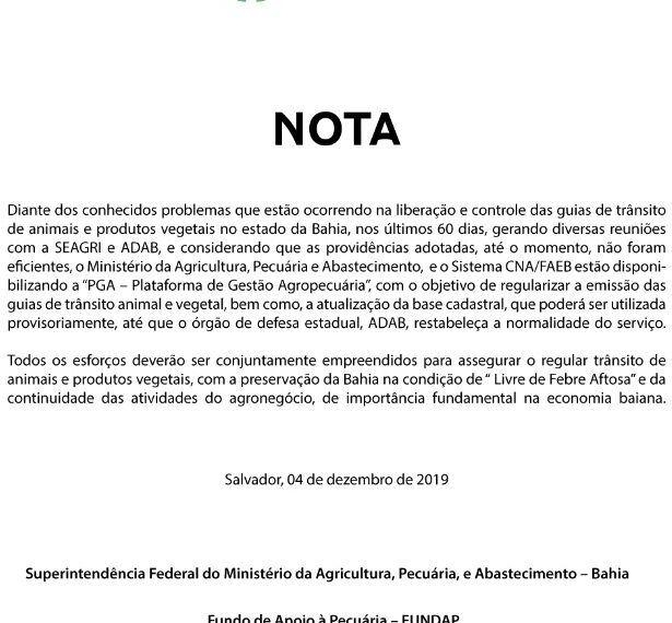 NOTA OFICIAL – FAEB