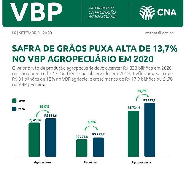 CNA prevê alta de 13,7% no Valor Bruto da Produção agropecuária em 2020