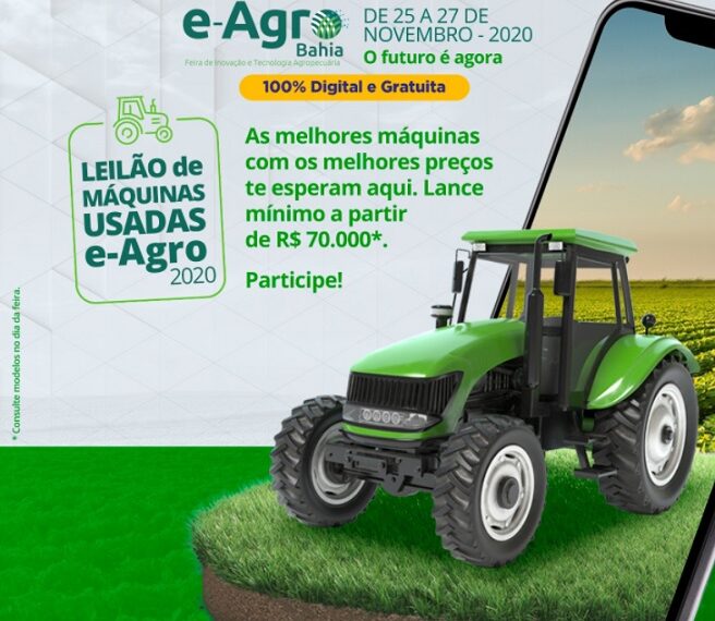 Leilão de máquinas usadas é destaque na e-Agro Bahia 2020