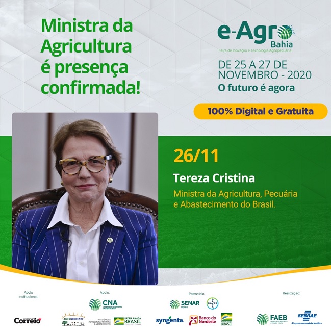 Ministra da Agricultura é presença confirmada na e-Agro Digital 2020
