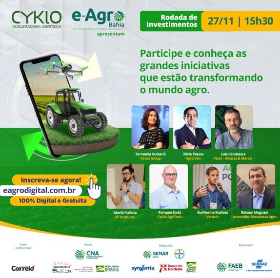 Em parceria com a Cyklo aceleradora, e-Agro 2020 contará com rodada de Investimento com a presença de grandes aceleradoras de Startups
