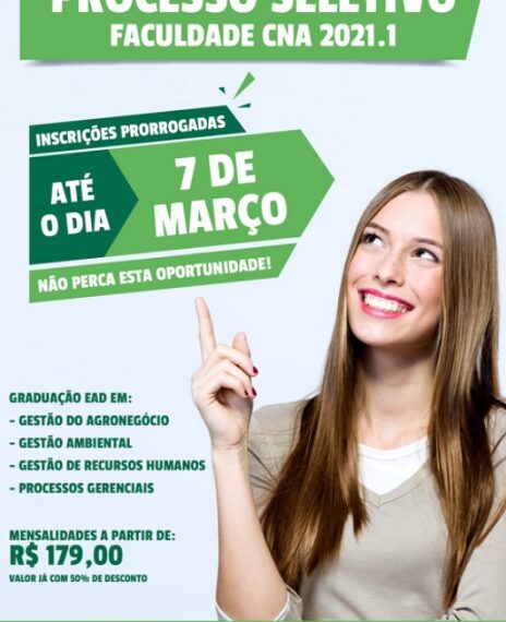 Inscrições para o processo seletivo da Faculdade CNA são prorrogadas até o dia 07 de março