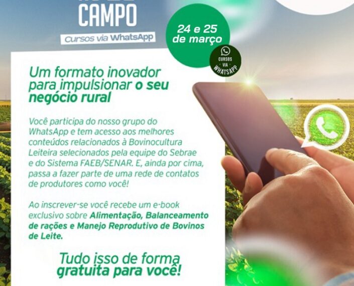 Sistema FAEB/SENAR e SEBRAE abrem novo curso pelo Whatsapp