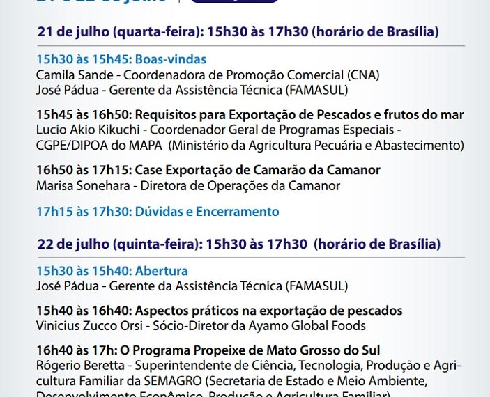 Capacitação Online para Exportação de Pescados e Frutos do Mar