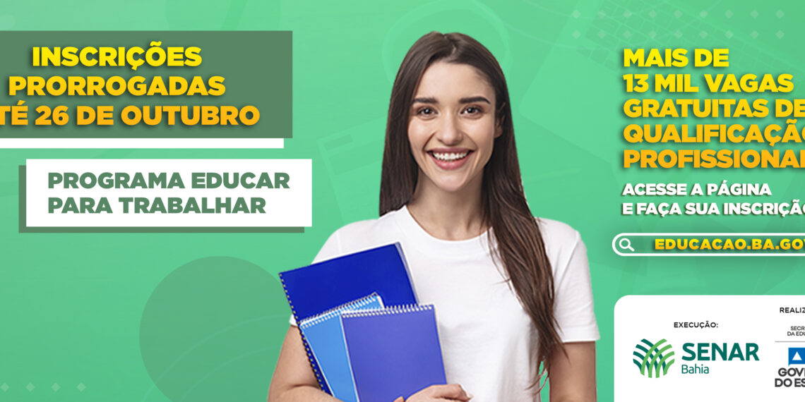 Programa Educar para Trabalhar prorroga inscrições até o dia 26.10