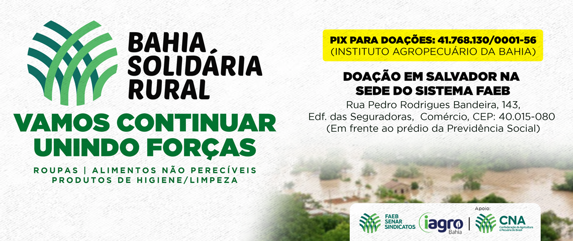 Sistema Faeb lança campanha para ajudar vítimas da chuva no estado da Bahia