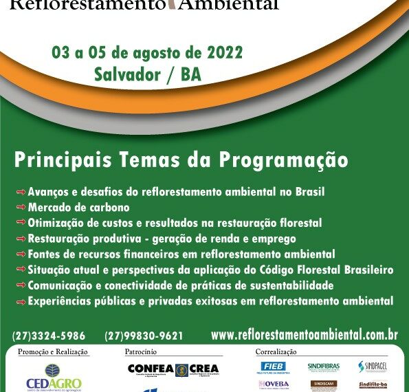 Inscrições abertas para o “VI Congresso Brasileiro de Reflorestamento Ambiental – VI CBRA”