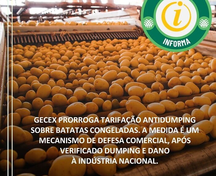Prorrogação de antidumping para batata congelada impede práticas desleais de comércio, diz CNA