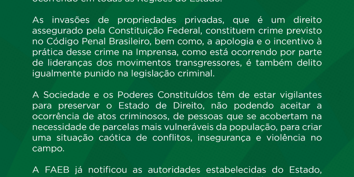 Nota pública aos produtores rurais da Bahia