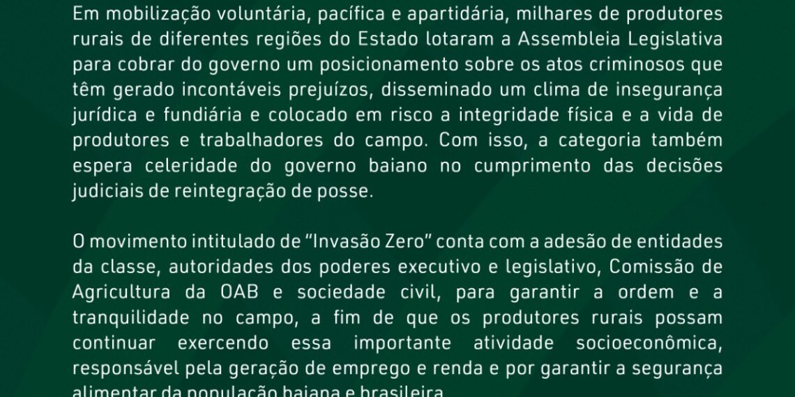 NOTA PÚBLICA FAEB – INVASÕES NO CAMPO