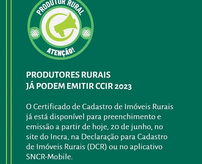Produtores rurais já podem emitir CCIR 2023