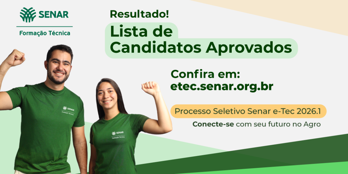Confira a Lista de Candidatos Aprovados no Processo Seletivo Senar e-Tec 2026.1:
